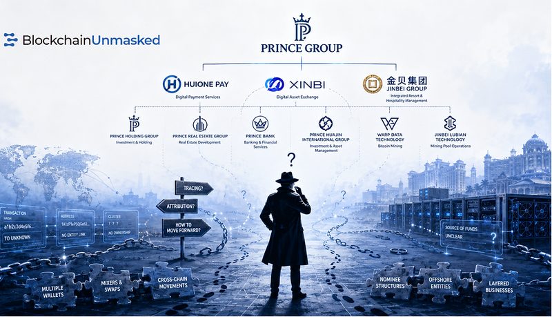 The trail that names no one: attribution and the limits of on-chain evidence in the Prince Group case